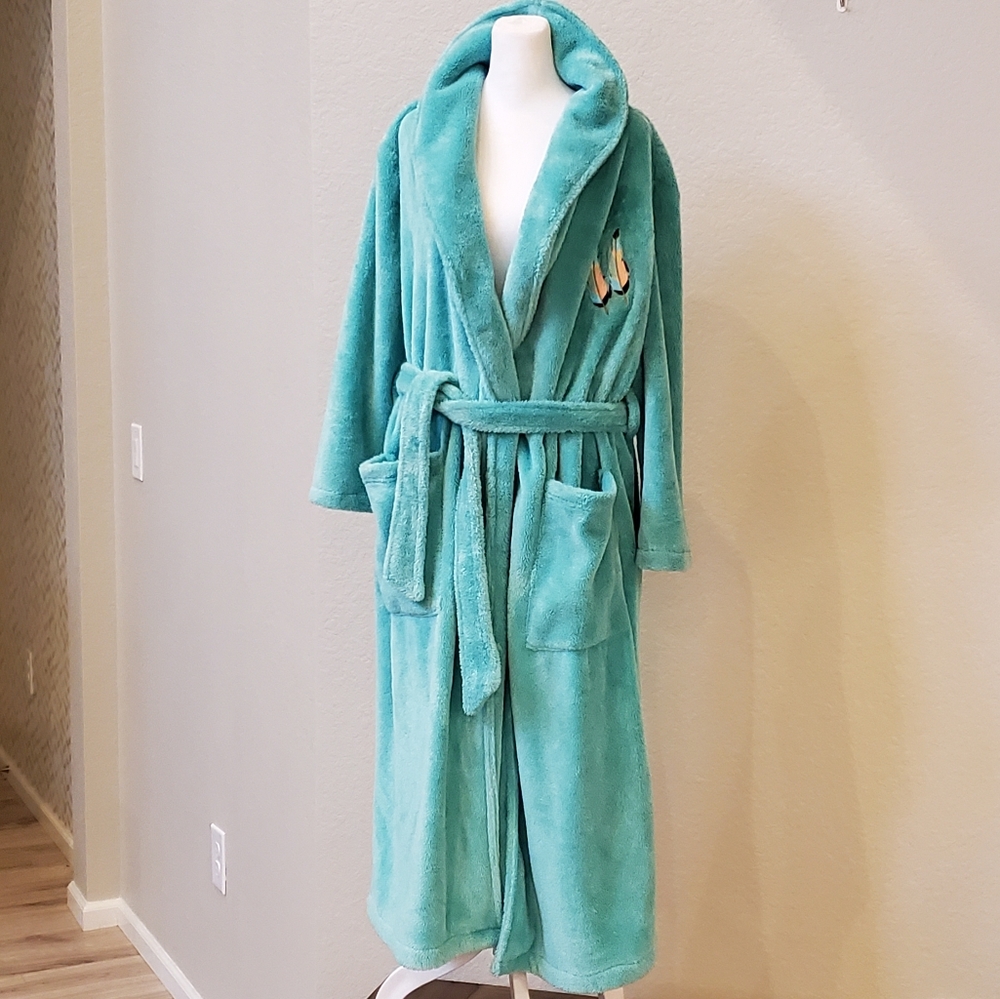 Pottery Barn Teen Robe, Tiffany Blue Green, Luxurious Plush, Large, EUC